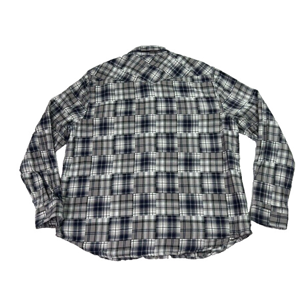 Lucky Brand Shirt Mens XL Blue Western Patchwork Pearl Snap Plaid Rodeo Country - Picture 2 of 8